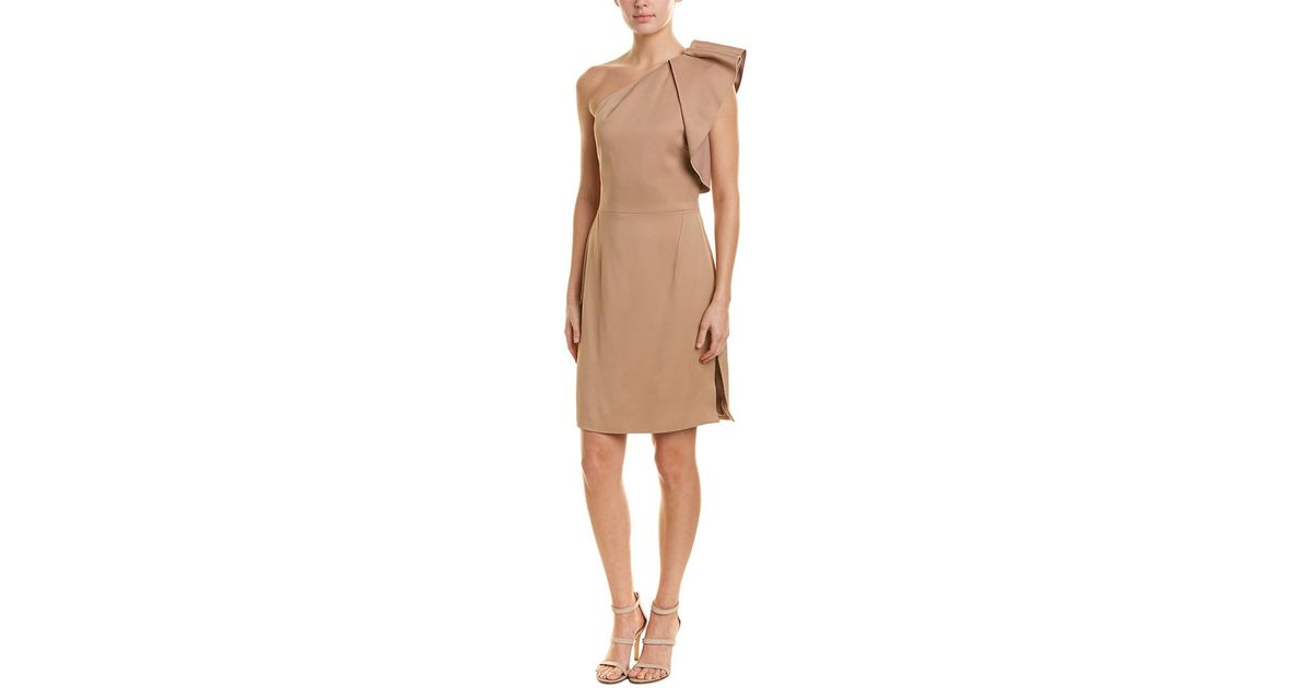 Reiss Synthetic Selika Sheath Dress in Brown (Natural) - Lyst