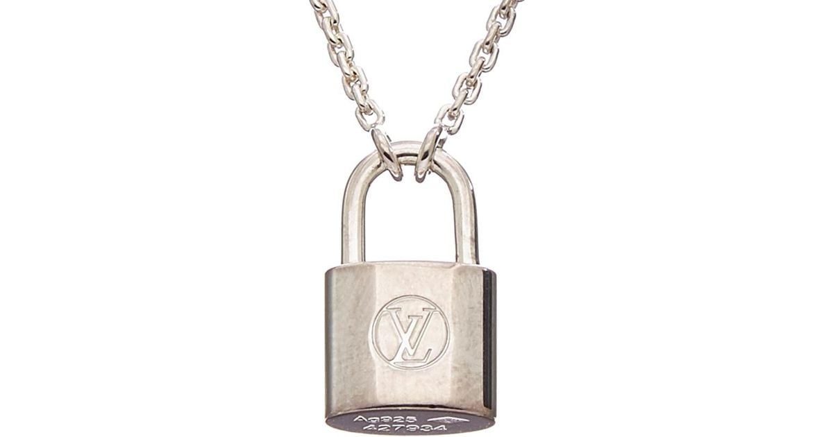 Louis Vuitton Silver-tone Lockit Pendant Necklace in Metallic - Lyst