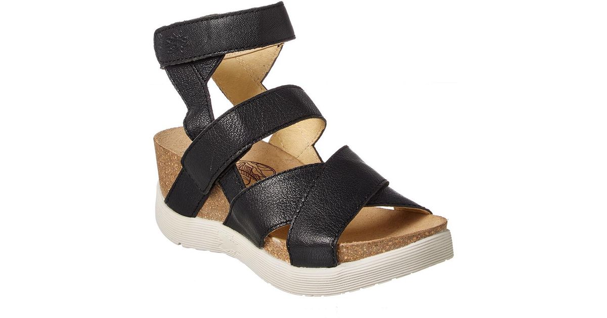 Fly London Wege Leather Wedge Sandal in 