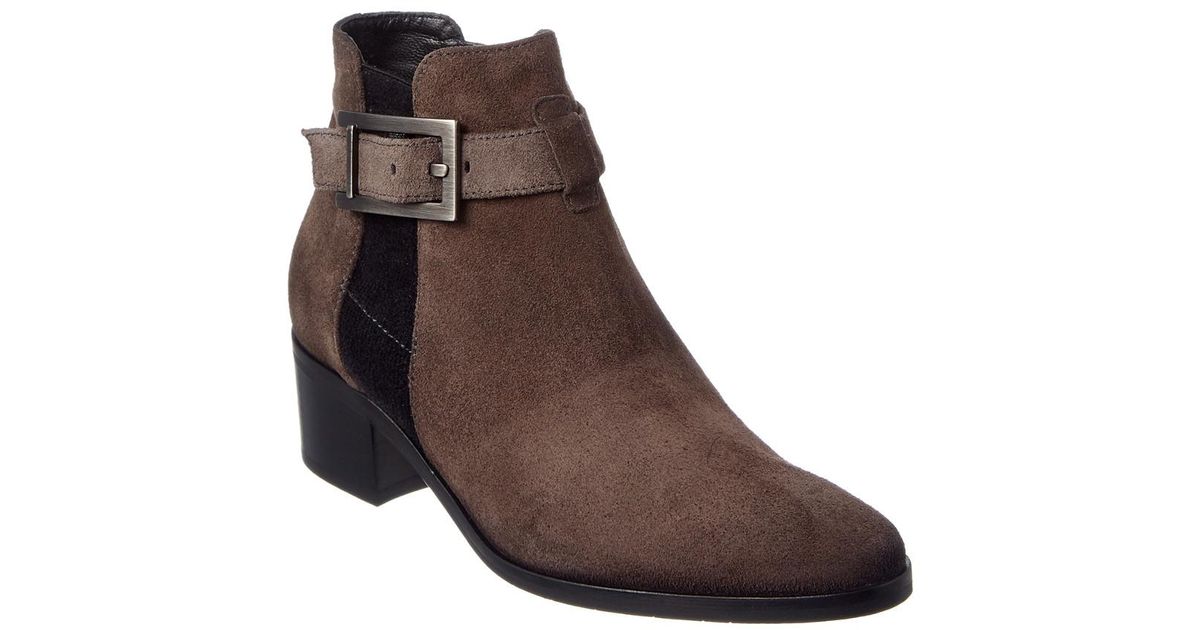 Aquatalia Florene Waterproof Suede Bootie in Grey (Gray) - Lyst