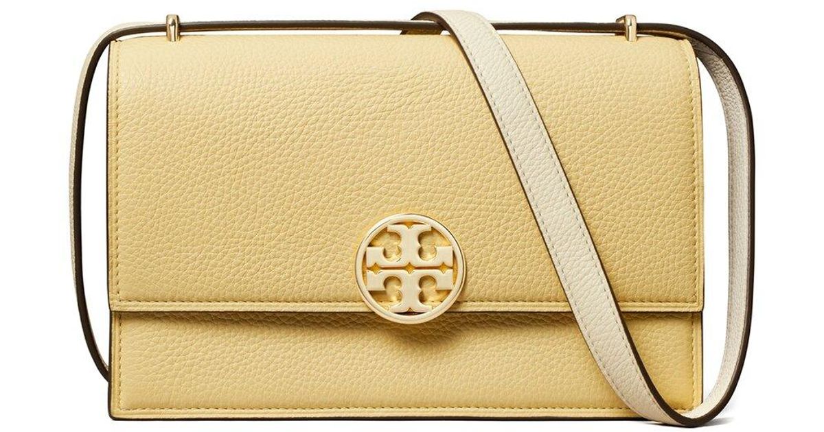 Tory Burch Limited Edition Colorblocked Leather Shoulder Bag in Natural