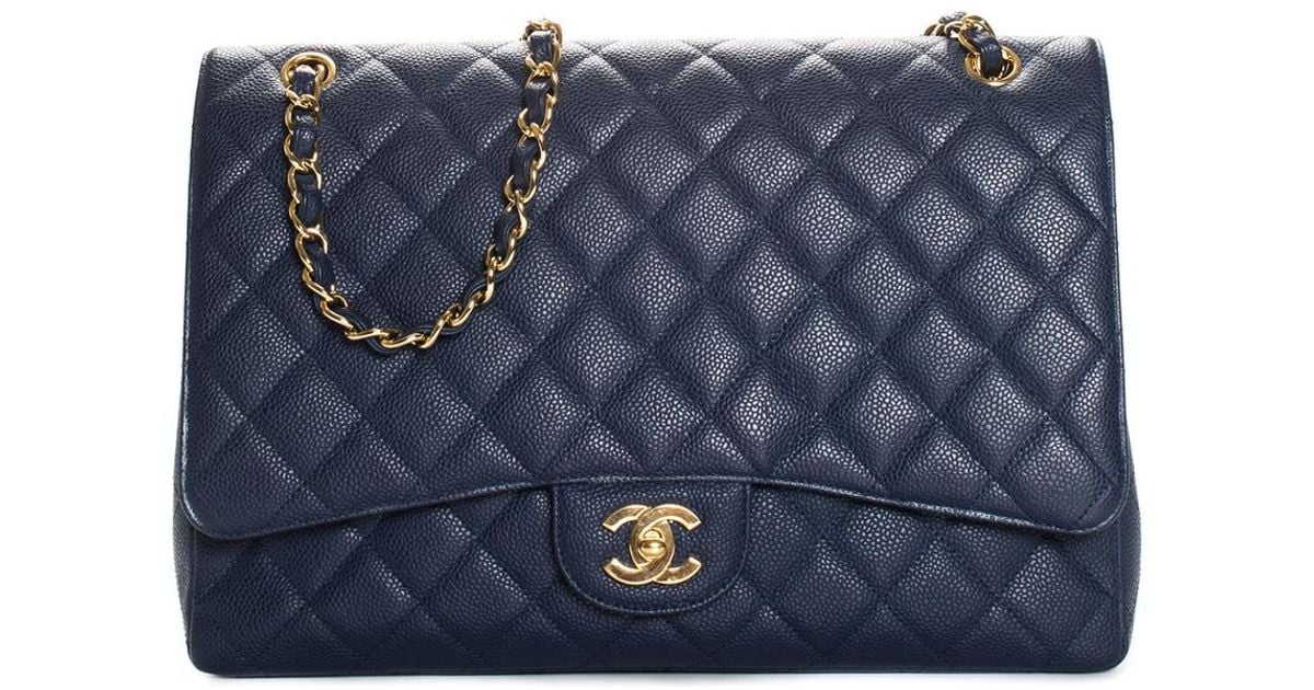 Chanel Chanel Royal Blue Quilted Lambskin Medium Classic Double Flap Bag  A01112 For Sale at 1stdibs