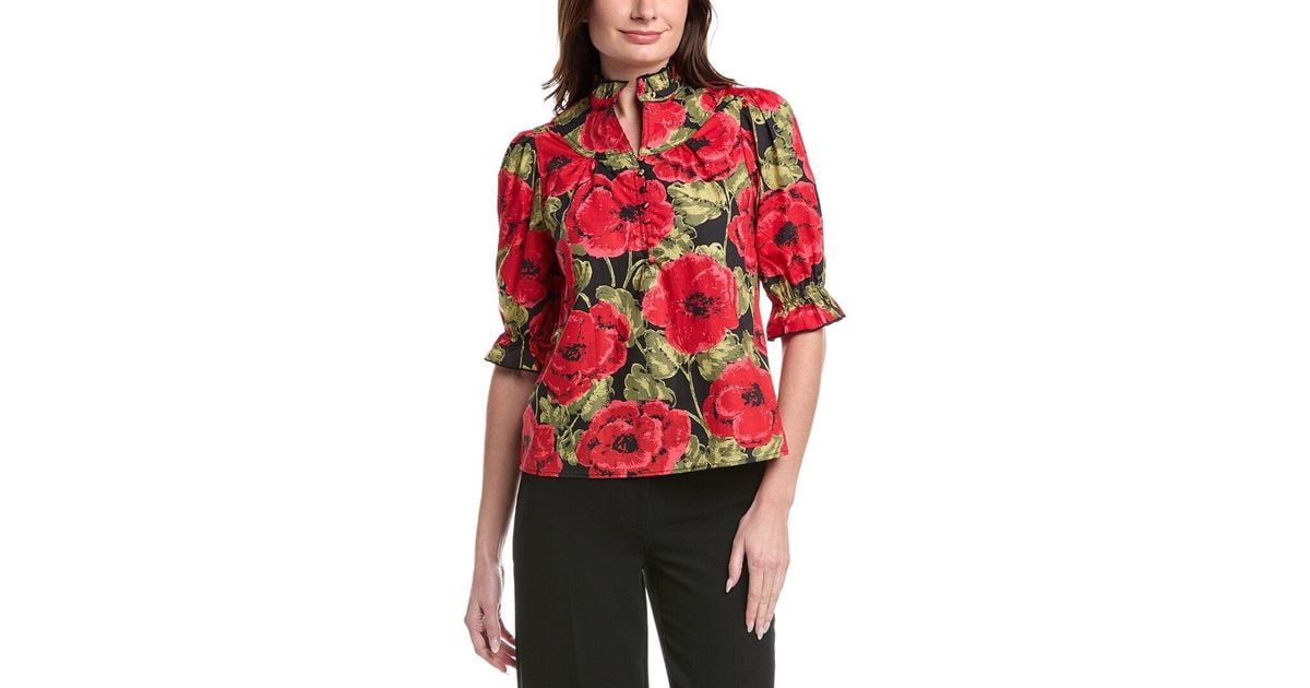 FLORA BEA NYC Edith Blouse in Red | Lyst UK