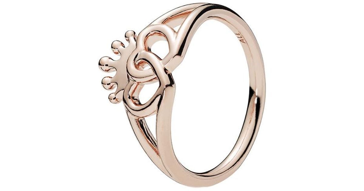 PANDORA Rose United Regal Hearts Ring in Metallic Lyst