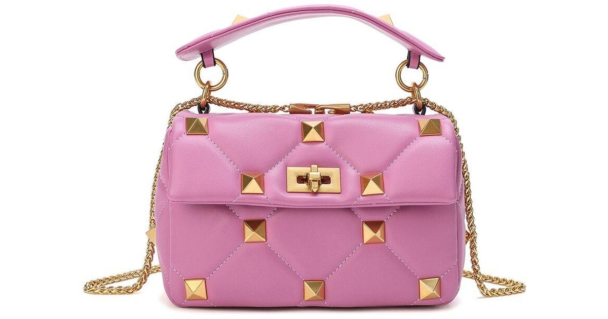 Tiffany & Fred Quilted & Studded Leather Shoulder Bag in Pink | Lyst