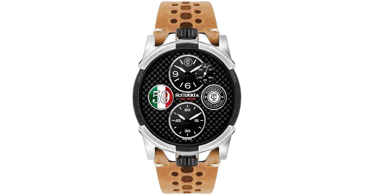 CT Scuderia Leather Due Tempi Watch for Men Lyst UK