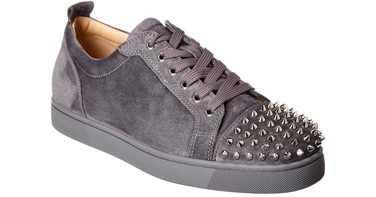 Christian Louboutin Louis Junior Spiked Suede Sneakers in Grey for Men |  Lyst UK
