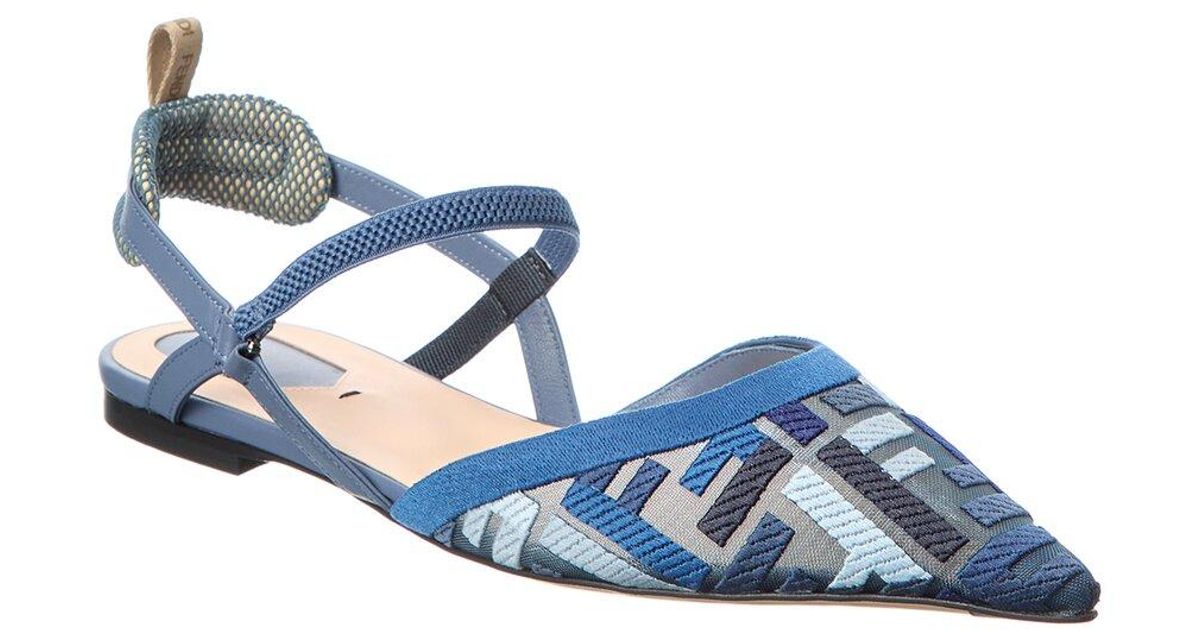Fendi Colibri Lite Mesh & Leather Slingback Flat in Blue | Lyst Fendi Colibri Lite Mesh & Leather Slingback Flat in Blue | Lyst