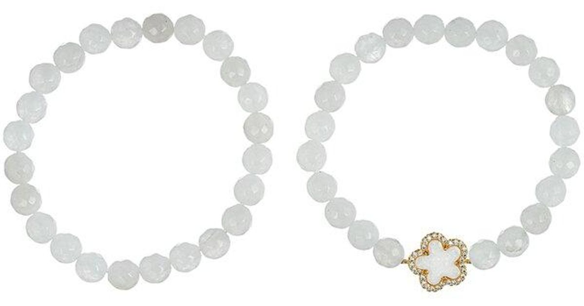 Eye Candy LA Jade Stack Bracelet in White | Lyst UK