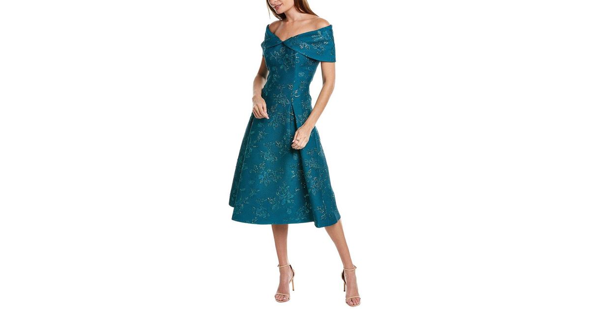Teri Jon Portrait Jacquard Aline Dress in Blue Lyst