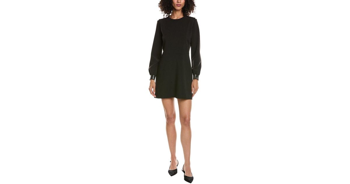 The Kooples Trend Leather-Trim Mini Dress in Black | Lyst UK