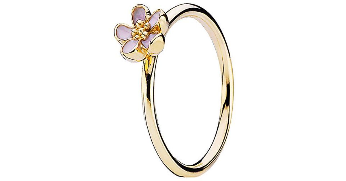 PANDORA Cherry Blossom 14k Enamel Stackable Ring in Metallic | Lyst Canada