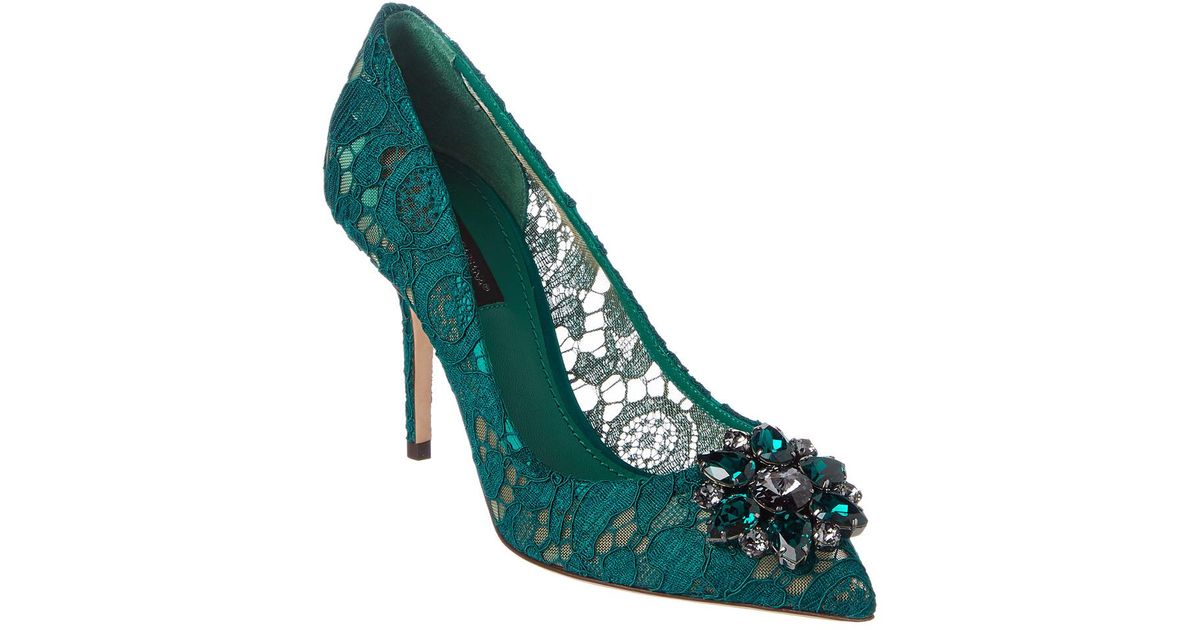 Dolce & Gabbana Charmant Lace Bellucci Pumps in Green - Lyst