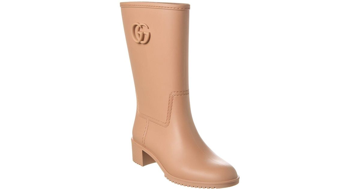 Gucci Double G Rubber Rain Boot in Brown Lyst UK
