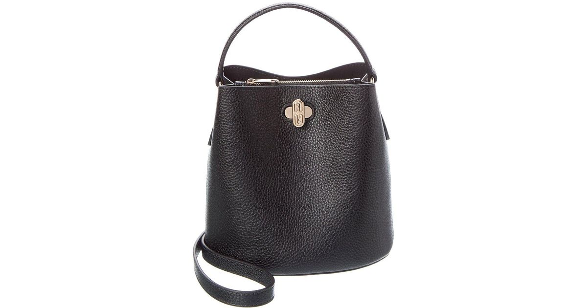 Furla Danae Mini Leather Bucket Bag in Black | Lyst