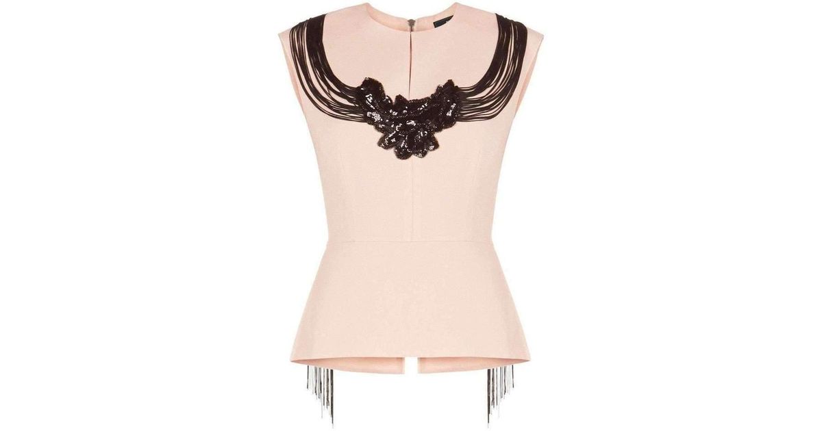 beaded peplum top
