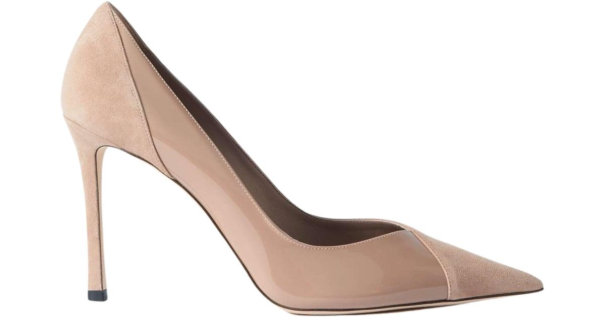 Jimmy Choo Cass 95 Suede And Patent Leather Pumps in Pink | Lyst