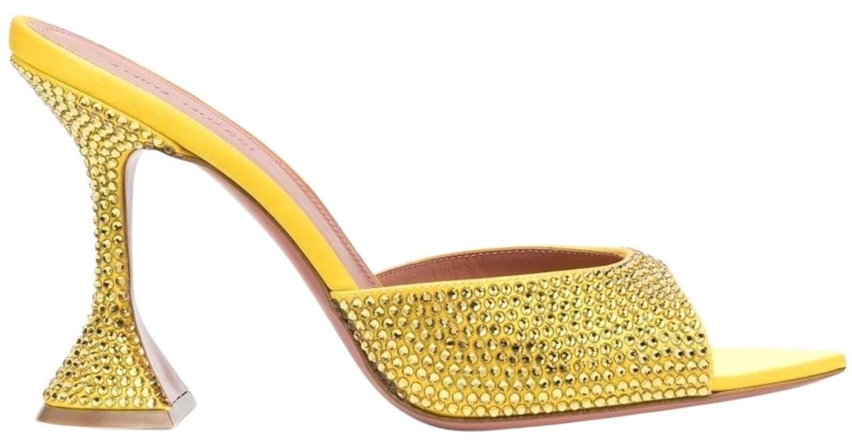 AMINA MUADDI Crystal-embellished Caroline Mules in Yellow Lyst UK