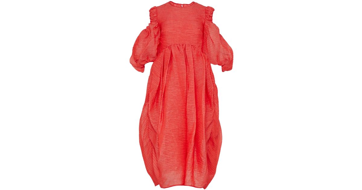 Cecilie Bahnsen Eero Midi Dress Cut Out Back in Red | Lyst