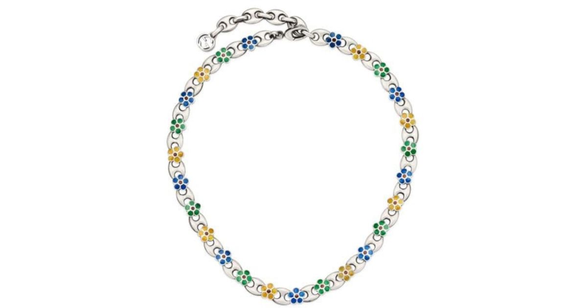 GUCCI Sterling Silver Interlocking G Beaded Cluster Pendant Necklace  1361304 | FASHIONPHILE
