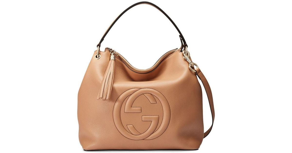 Gucci Soho Large Leather Cellarius Bag, Camelia in Brown