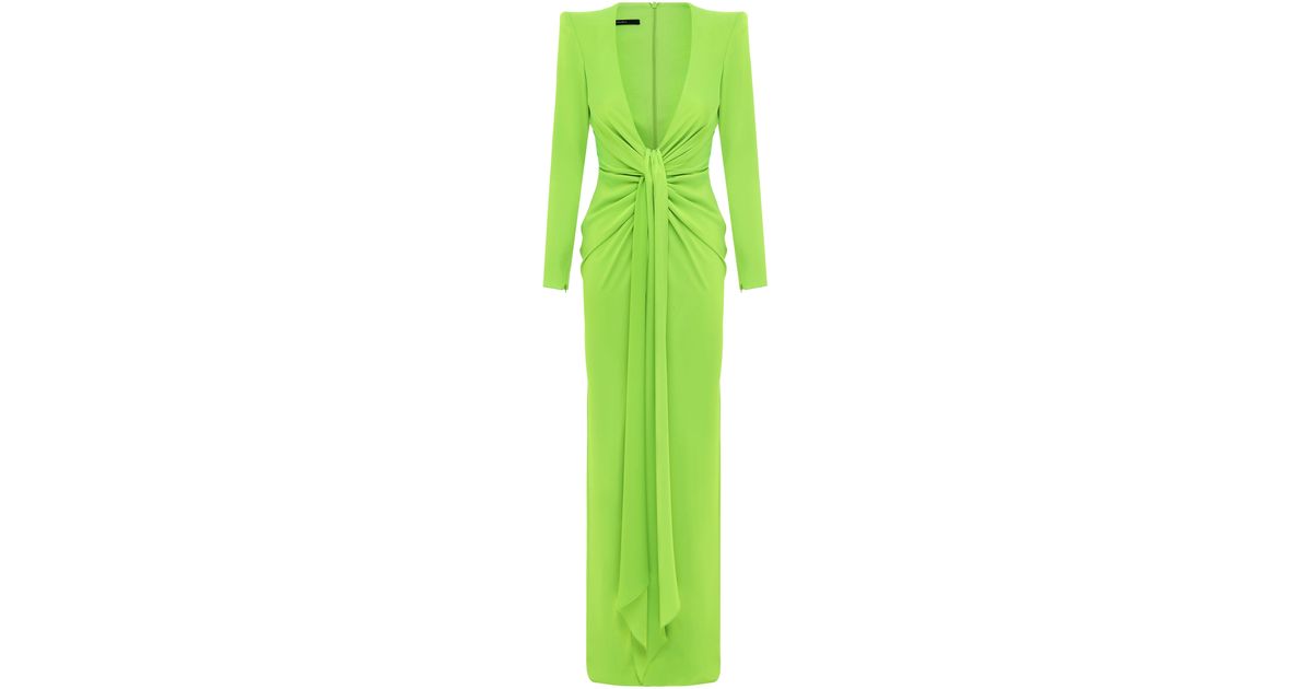Alex Perry Banner Tie-detailed Satin Crepe Maxi Dress in Green | Lyst