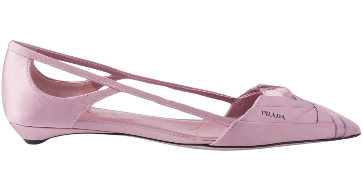 Prada Satin Ballerina Flats In Pink | Lyst