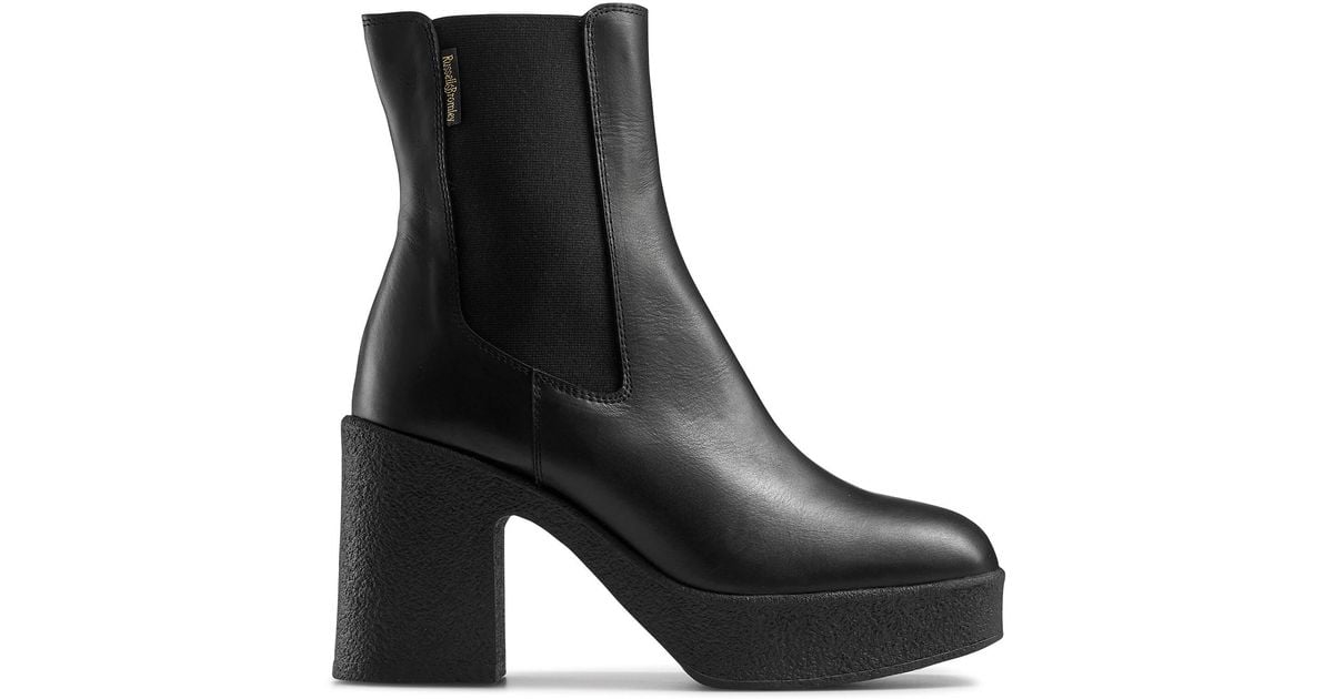 Russell & Bromley Rhiannon Crepe Platform Chelsea Boot in Black | Lyst UK