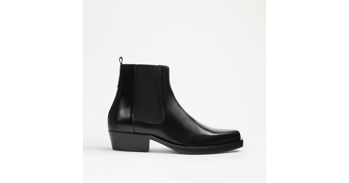 Russell Bromley Brynner Mens Cuban Square Chisel Chelsea Boots Black Leather for Men Lyst UK
