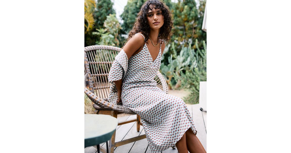 rvca green dress RVCA STEADY WOVEN ANKLE DRESS l FLYING TOMATO PERIWINKLE / M main image 0