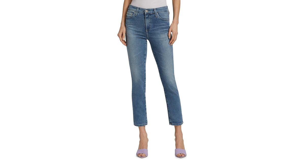 AG Jeans Denim Mari Low-rise Stretch Skinny Crop Jeans in Blue - Lyst