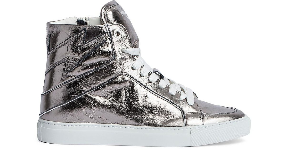 Zadig & Voltaire High Flash Vintage Metallic Leather High-top Sneakers ...