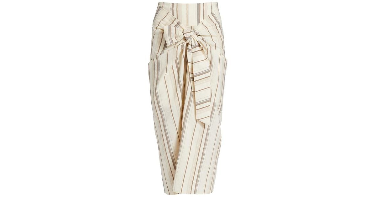 Brunello Cucinelli Cotton Tie-waist Serape Stripe Skirt in Seashell ...
