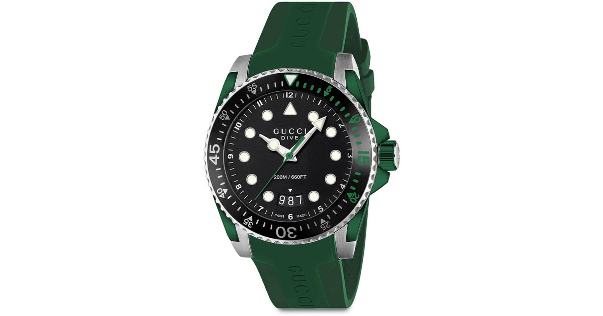Gucci Green & Silver Dive Watch for Men | Lyst