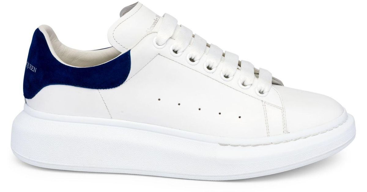 Alexander McQueen Leather Double Sole Sneaker in White Paris Blue ...