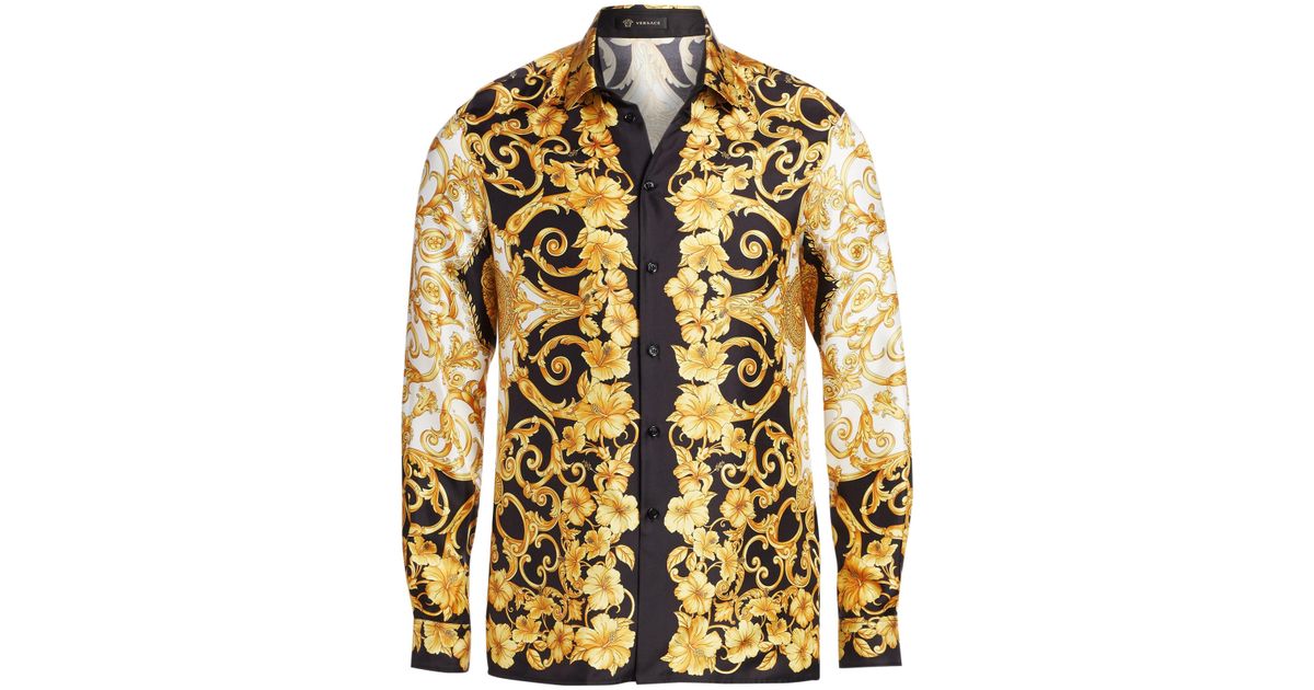 Versace Baroque Hibiscus Silk Shirt for 