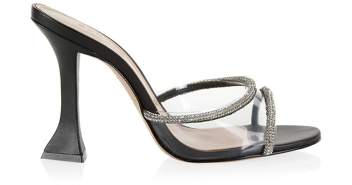 Schutz Aileen Crystal-embellished Pvc & Leather Sandals in Metallic | Lyst