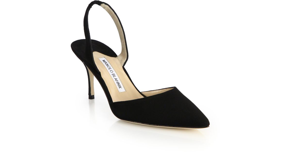 manolo blahnik carolyne suede slingback pumps