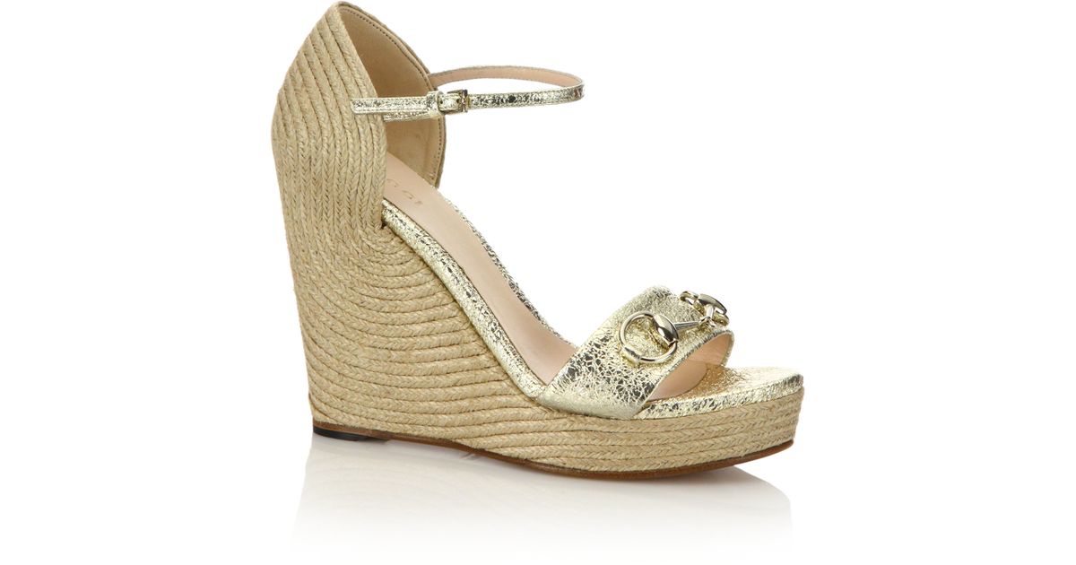 gucci gold wedges