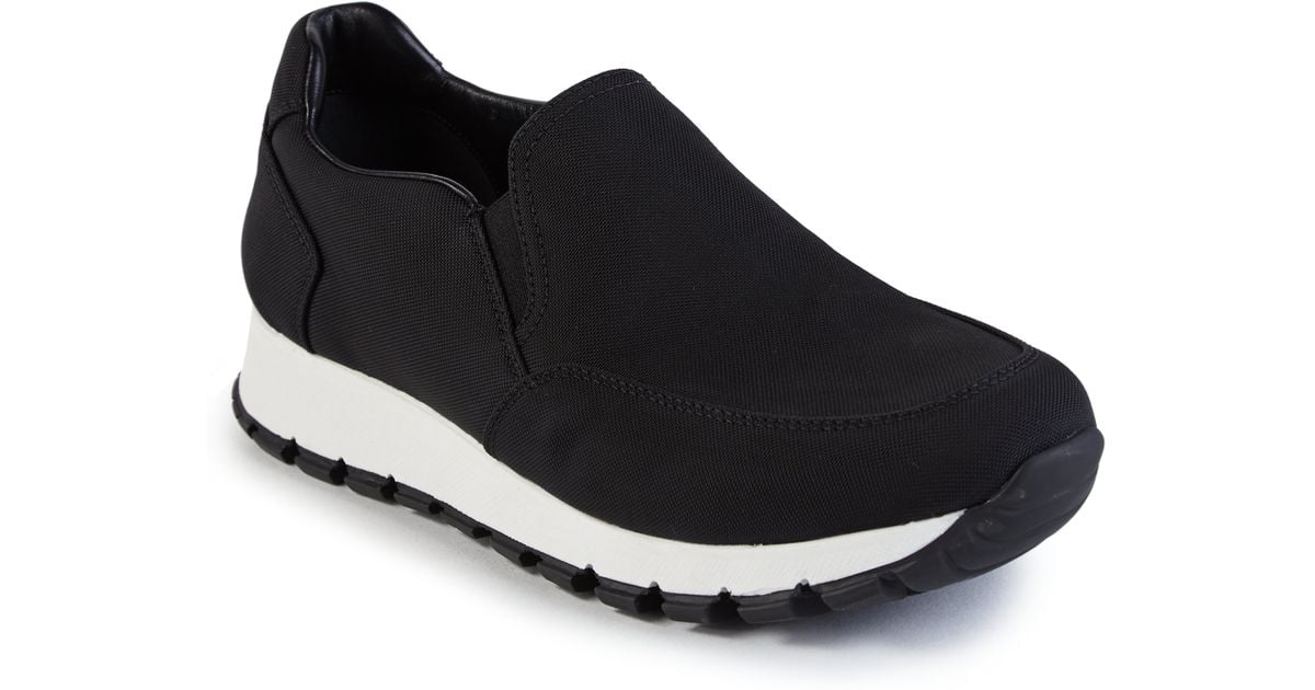 Prada Nylon Slip-on Sneakers in Black | Lyst