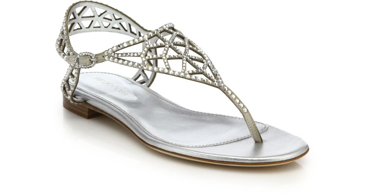crystal sandals flats