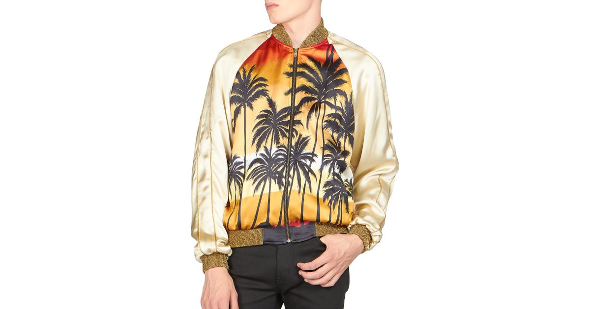 Saint Laurent Palm Print Bomber Jacket for Men | Lyst