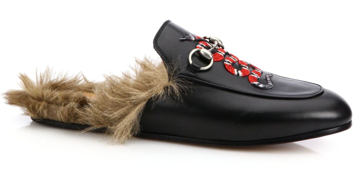 gucci snake fur loafers