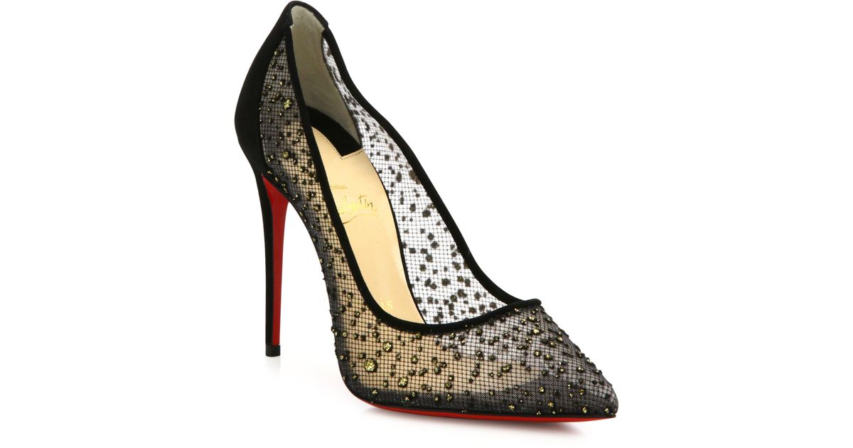 Christian Louboutin Black Crystal Embellished Mesh Follies Strass Pointed  Toe Pumps Size 37 Christian Louboutin | The Luxury Closet