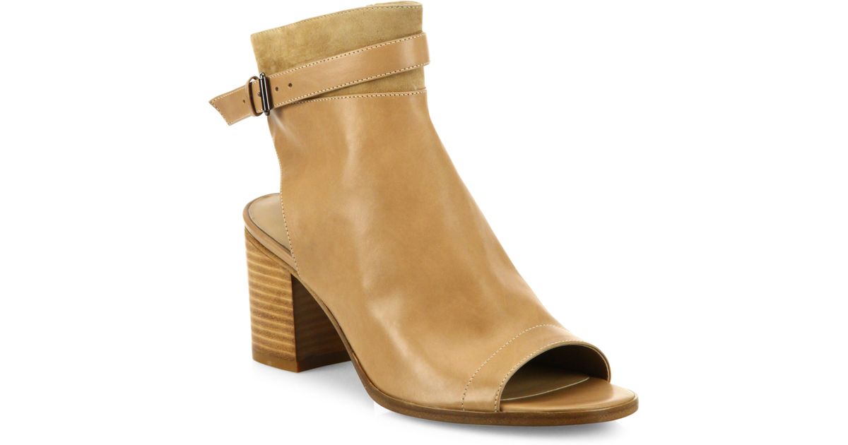 peep toe block heel bootie