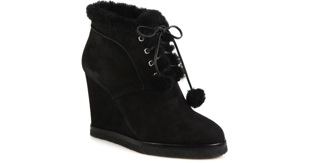 Michael Kors Chadwick Suede Wedge Boots in Black - Lyst