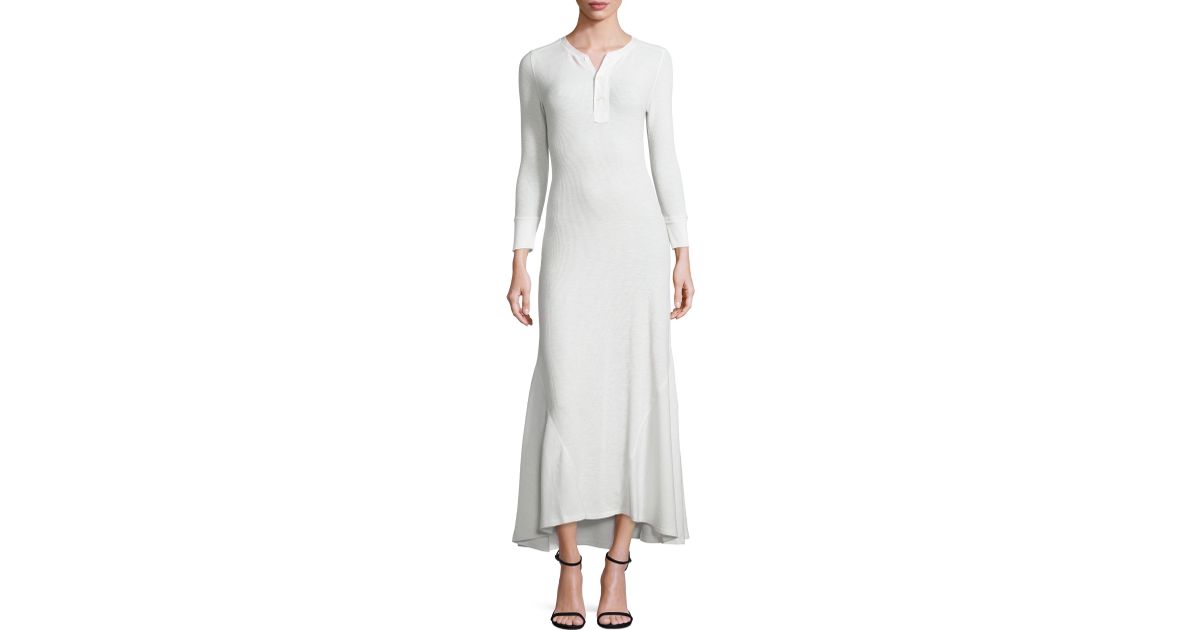 Polo Ralph Lauren Waffle-knit Henley Maxi Dress | Lyst