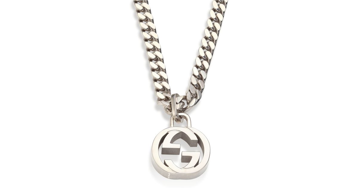 Gucci Interlocking Gg Sterling Silver Necklace in Metallic for Men | Lyst