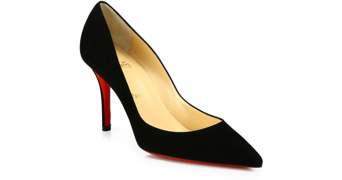 Christian louboutin Apostrophy Suede Point Toe Pumps in Black Lyst