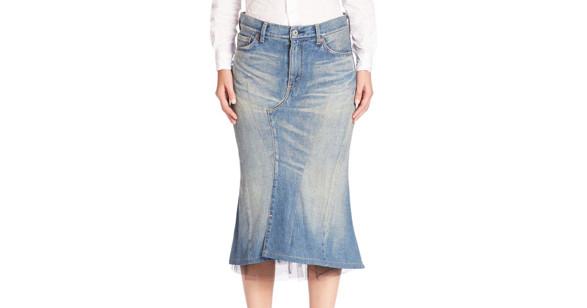 junya watanabe denim tulle skirt
